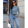 Women Mock Turtleneck Tops Ribbed Long Sleeve Shirts Trendy Fall T-Shirts(Dusty Blue)