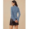 Women Mock Turtleneck Tops Ribbed Long Sleeve Shirts Trendy Fall T-Shirts(Dusty Blue)