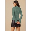 Women Mock Turtleneck Tops Ribbed Long Sleeve Shirts Trendy Fall T-Shirts(Lake Green)