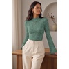 Women Mock Turtleneck Tops Ribbed Long Sleeve Shirts Trendy Fall T-Shirts(Lake Green)