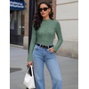 Women Mock Turtleneck Tops Ribbed Long Sleeve Shirts Trendy Fall T-Shirts(Lake Green)
