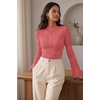 Women Mock Turtleneck Tops Ribbed Long Sleeve Shirts Trendy Fall T-Shirts(Red)