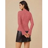 Women Mock Turtleneck Tops Ribbed Long Sleeve Shirts Trendy Fall T-Shirts(Red)