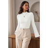 Women Mock Turtleneck Tops Ribbed Long Sleeve Shirts Trendy Fall T-Shirts(White)