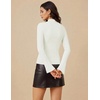 Women Mock Turtleneck Tops Ribbed Long Sleeve Shirts Trendy Fall T-Shirts(White)