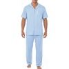 EKouear Mens Pajamas Set Button Down Short Sleeve Shirt Pjs with Long Pants(Blue Stripe)