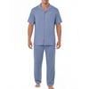 EKouear Mens Pajamas Set Button Down Short Sleeve Shirt Pjs with Long Pants(Gray Blue)