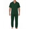 EKouear Mens Pajamas Set Button Down Short Sleeve Shirt Pjs with Long Pants(Green)