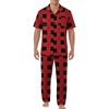 EKouear Mens Pajamas Set Button Down Short Sleeve Shirt Pjs with Long Pants(Green Blue Plaid)
