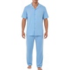 EKouear Mens Pajamas Set Button Down Short Sleeve Shirt Pjs with Long Pants(Light Blue)