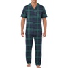 EKouear Mens Pajamas Set Button Down Short Sleeve Shirt Pjs with Long Pants(Red Black Plaid)