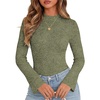 Women Mock Turtleneck Tops Ribbed Long Sleeve Shirts Trendy Fall T-Shirts(Deep Army Green)