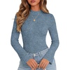 Women Mock Turtleneck Tops Ribbed Long Sleeve Shirts Trendy Fall T-Shirts(Dusty Blue)