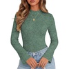 Women Mock Turtleneck Tops Ribbed Long Sleeve Shirts Trendy Fall T-Shirts(Lake Green)