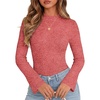 Women Mock Turtleneck Tops Ribbed Long Sleeve Shirts Trendy Fall T-Shirts(Red)