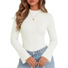 Women Mock Turtleneck Tops Ribbed Long Sleeve Shirts Trendy Fall T-Shirts(White)