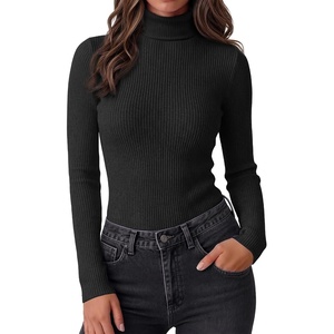 Ekouaer Women Ribbed Turtleneck Long Sleeve Turtle Neck Tops Thermal Shirts(Black)