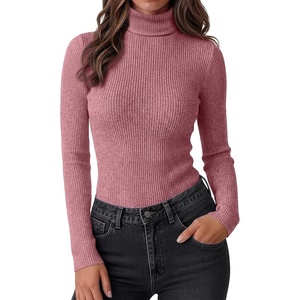 Ekouaer Women Ribbed Turtleneck Long Sleeve Turtle Neck Tops Thermal Shirts(Wine Red)