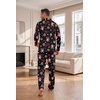 Ekouaer Mens Pajamas Set Long Sleeve Button Down Pjs Long Pants with Pocket(Black Christmas Pattern)