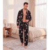 Ekouaer Mens Pajamas Set Long Sleeve Button Down Pjs Long Pants with Pocket(Black Christmas Pattern)
