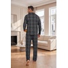 Ekouaer Mens Pajamas Set Long Sleeve Button Down Pjs Long Pants with Pocket(Black Plaid)