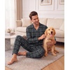 Ekouaer Mens Pajamas Set Long Sleeve Button Down Pjs Long Pants with Pocket(Black Plaid)