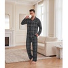 Ekouaer Mens Pajamas Set Long Sleeve Button Down Pjs Long Pants with Pocket(Black Plaid)