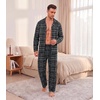 Ekouaer Mens Pajamas Set Long Sleeve Button Down Pjs Long Pants with Pocket(Black Plaid)