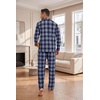 Ekouaer Mens Pajamas Set Long Sleeve Button Down Pjs Long Pants with Pocket(Blue Plaid)