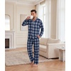 Ekouaer Mens Pajamas Set Long Sleeve Button Down Pjs Long Pants with Pocket(Blue Plaid)