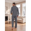 Ekouaer Mens Pajamas Set Long Sleeve Button Down Pjs Long Pants with Pocket(Deep Gray)