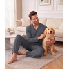 Ekouaer Mens Pajamas Set Long Sleeve Button Down Pjs Long Pants with Pocket(Deep Gray)