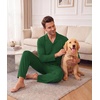 Ekouaer Mens Pajamas Set Long Sleeve Button Down Pjs Long Pants with Pocket(Green)