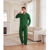 Ekouaer Mens Pajamas Set Long Sleeve Button Down Pjs Long Pants with Pocket(Green)