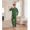 Ekouaer Mens Pajamas Set Long Sleeve Button Down Pjs Long Pants with Pocket(Green Christmas Pattern)