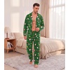 Ekouaer Mens Pajamas Set Long Sleeve Button Down Pjs Long Pants with Pocket(Green Christmas Pattern)