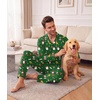 Ekouaer Mens Pajamas Set Long Sleeve Button Down Pjs Long Pants with Pocket(Green Christmas Pattern)
