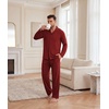 Ekouaer Mens Pajamas Set Long Sleeve Button Down Pjs Long Pants with Pocket(Red)