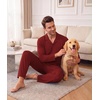 Ekouaer Mens Pajamas Set Long Sleeve Button Down Pjs Long Pants with Pocket(Red)