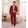 Ekouaer Mens Pajamas Set Long Sleeve Button Down Pjs Long Pants with Pocket(Red)