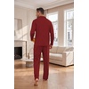Ekouaer Mens Pajamas Set Long Sleeve Button Down Pjs Long Pants with Pocket(Red)