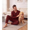 Ekouaer Mens Pajamas Set Long Sleeve Button Down Pjs Long Pants with Pocket(Red Plaid-1)