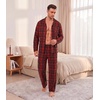 Ekouaer Mens Pajamas Set Long Sleeve Button Down Pjs Long Pants with Pocket(Red Plaid-1)