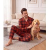 Ekouaer Mens Pajamas Set Long Sleeve Button Down Pjs Long Pants with Pocket(Red Plaid-2)