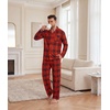 Ekouaer Mens Pajamas Set Long Sleeve Button Down Pjs Long Pants with Pocket(Red Plaid-2)