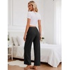 Ekouaer Women Pajama Pants 2026 Knit Ribbed PJ Bottom Sleep Lounge Pant(Black)