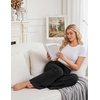 Ekouaer Women Pajama Pants 2026 Knit Ribbed PJ Bottom Sleep Lounge Pant(Black)