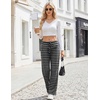 Ekouaer Women Pajama Pants 2026 Knit Ribbed PJ Bottom Sleep Lounge Pant(Black and White Stripe)