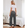 Ekouaer Women Pajama Pants 2026 Knit Ribbed PJ Bottom Sleep Lounge Pant(Black and White Stripe)
