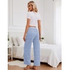 Ekouaer Women Pajama Pants 2026 Knit Ribbed PJ Bottom Sleep Lounge Pant(Blue and White Stripe)